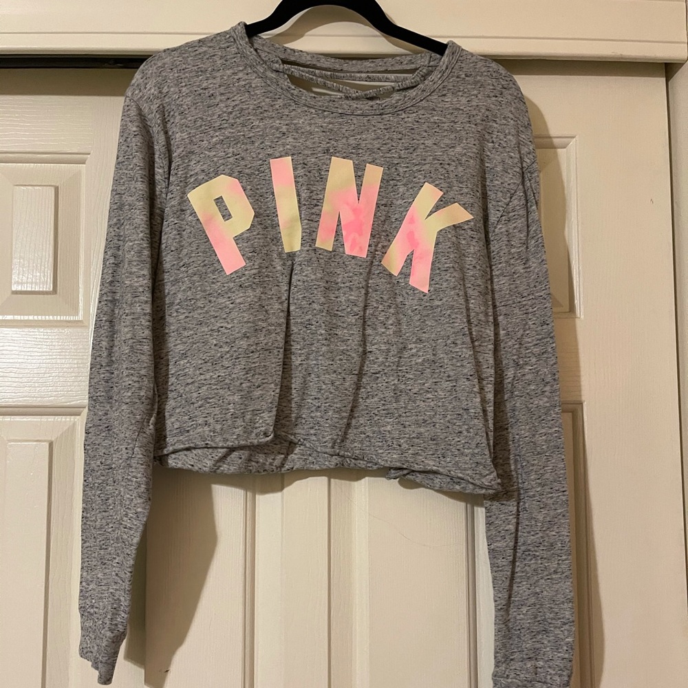 PINK Long Sleeve Crop Top